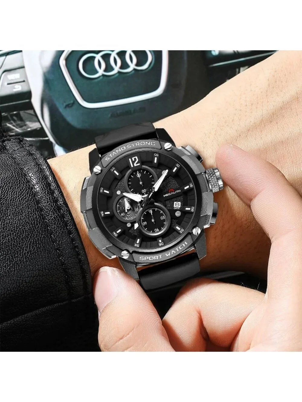 Men's Black Analog Quartz Heavy Duty Waterproof Chronograph Luminous Wrist Watch